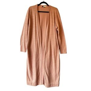 Free People FP Beach BiCoastal Long duster sweater cardigan XL Pink Womens